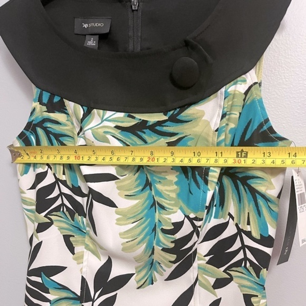 AB studios sz 2 sleeveless sheath bodycon Midi Hawaiian Vacation Resort Dress - Picture 5 of 5